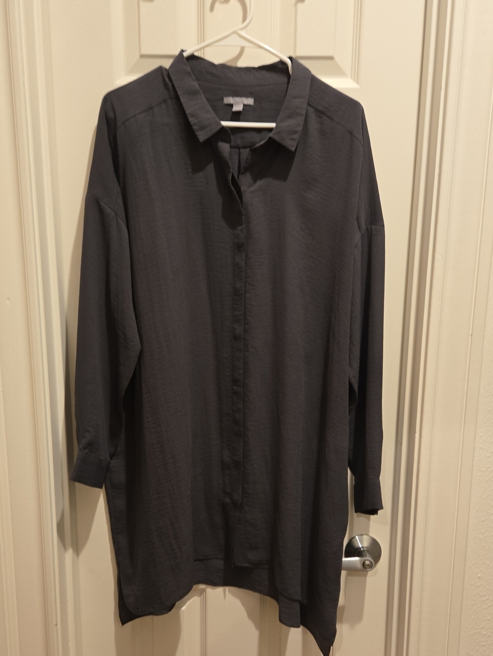 COS Dark Greenish Gray Lightweight Long Shirt Dresds